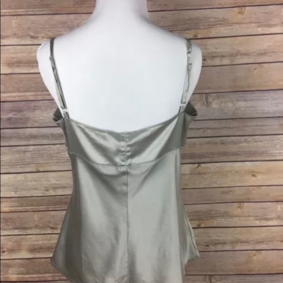 EXPRESS Silk Silver Tank with Sequins, Spaghetti Straps, Silvery Tank Top - Picture 4 of 13